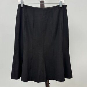 Ann Taylor Black Tulip Stitched Pleats Wool Skirt Size 6P